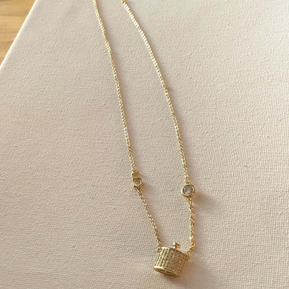 Gold Tone Pave Flask Pendant Necklace - Picture 2 of 3